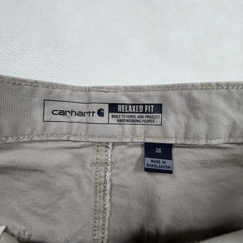 Carhartt Mens BS2514-M Rugged Flex Relaxed Fit Canvas Work Shorts Tan Khaki 36 - Picture 3 of 11